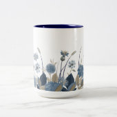 Blue Dahlias Cornflower Tweekleurige Koffiemok (Center)