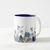 Blue Dahlias Cornflower Tweekleurige Koffiemok (Voorkant rechts)
