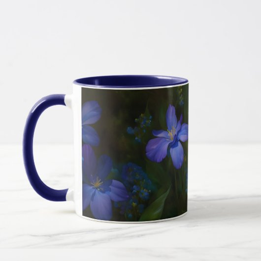 Blue Dainty Flowers Garden Art Mok Cup (Links)