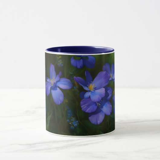  Blue Dainty Flowers Garden Art Mok Cup (Midden)