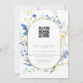 Blue Dainty Gold All in 1 Budget QR Code Trouwen Kaart (Achterkant)