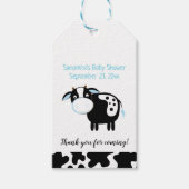 Blue Dairy Koe Baby shower Gift Label Cadeaulabel (Voorkant)