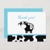 Blue Dairy Koe Baby shower Hartelijk dank Bedankkaart (Voorkant / Achterkant)