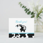 Blue Dairy Koe Baby shower Hartelijk dank Bedankkaart (Staand voorkant)