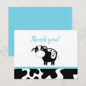 Blue Dairy Koe Baby shower Hartelijk dank Bedankkaart (Voorkant / Achterkant)