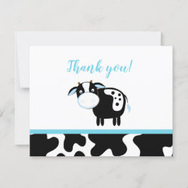 Blue Dairy Koe Baby shower Hartelijk dank Bedankkaart