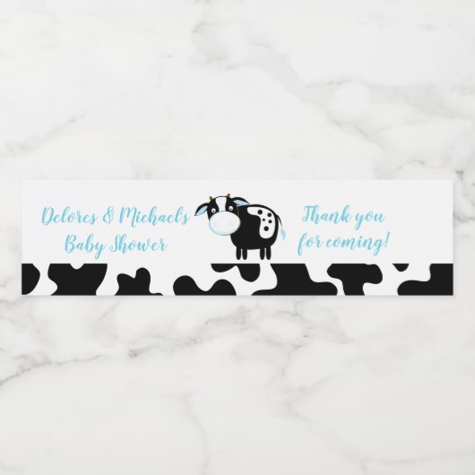 Blue Dairy Koe Boerderij Baby Boy Water Etiket (Enkel label)