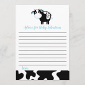 Blue Dairy Koe Boy Baby shower Advice Kaarten (Voorkant)