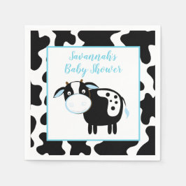 Blue Dairy Koe Boy Baby shower Napkins Servet
