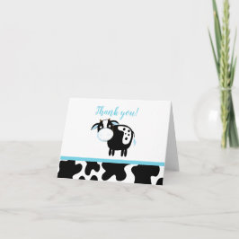 Blue Dairy Koe Boy Boerderij Baby shower Bedankkaart