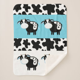 Blue Dairy Koe Pattern Sherpa Blanket Deken