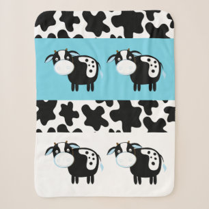 Blue Dairy Koe Pattern Sherpa Blanket Deken