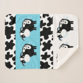 Blue Dairy Koe Pattern Sherpa Blanket Deken (Voorkant (horizontaal))