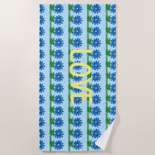 Blue Daisies Beach Handdoek (Voorkant)