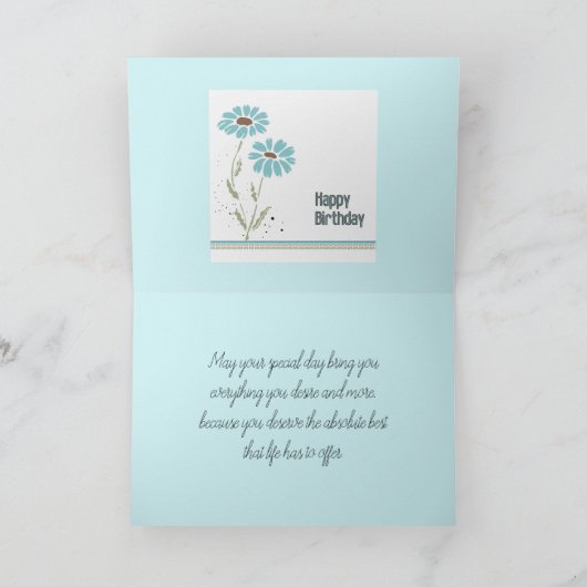 BLUE DAISIES BIRTHDAY CARD BEDANKKAART (Binnen)