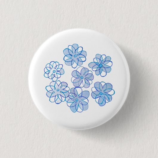 Blue Daisies-Button Ronde Button 3,2 Cm (Voorkant)
