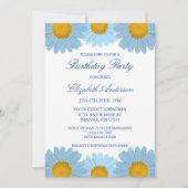 Blue Daisies Floral Birthday Kaart (Voorkant)