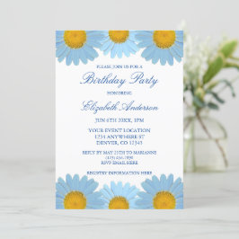 Blue Daisies Floral Birthday Kaart