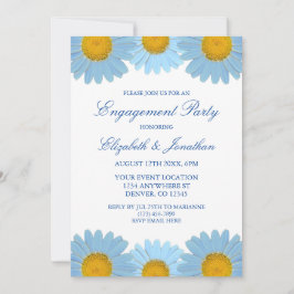 Blue Daisies Floral Engagement Party Kaart