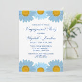 Blue Daisies Floral Engagement Party Kaart (Staand voorkant)