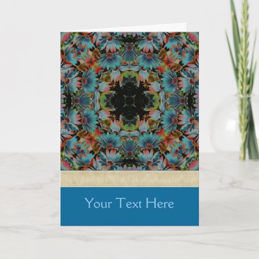 Blue Daisies Flower Kaleidoscope Photo Card Kaart (Voorkant)
