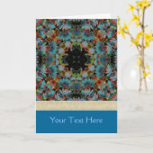 Blue Daisies Flower Kaleidoscope Photo Card Kaart (Gele Bloem)