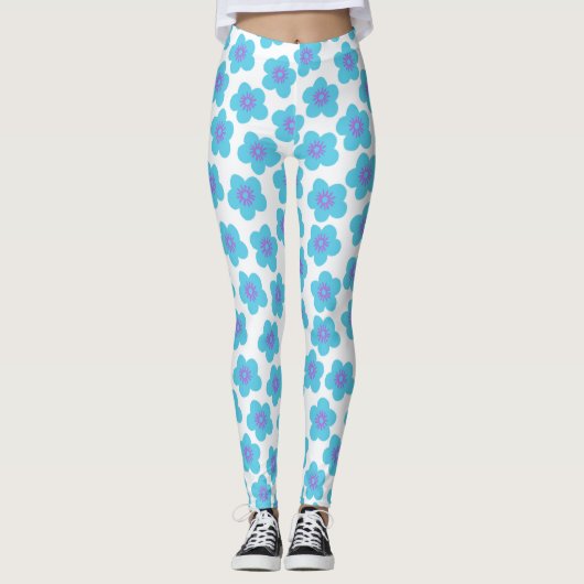 Blue Daisies Happy Comfy Draag Leggings (Voorkant)
