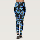 Blue Daisies on-Black Custom Leggings (Achterkant)