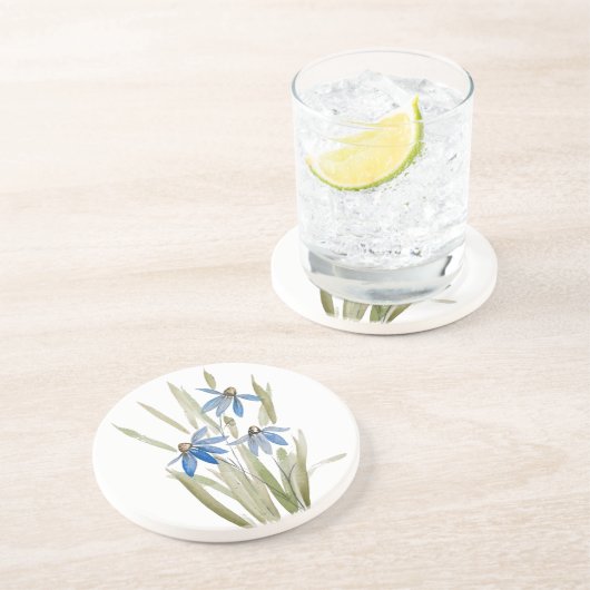 Blue Daisies Sandstone Onderzetter (Zijkant)