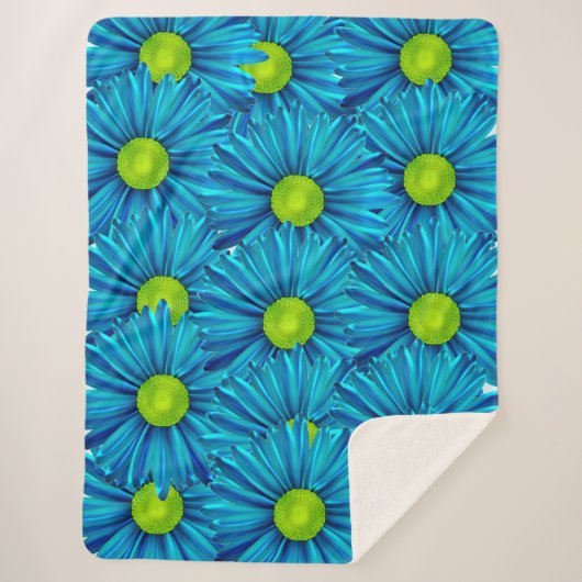 Blue Daisies Sherpa Deken (Voorkant)