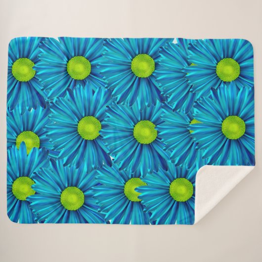 Blue Daisies Sherpa Deken (Voorkant (horizontaal))