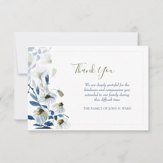 Blue Daisies Sympathie Hartelijk dank Bedankkaart (Voorkant)