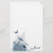 Blue Daisies w/ Butterflies Stationery Briefpapier (Voorkant / Achterkant)