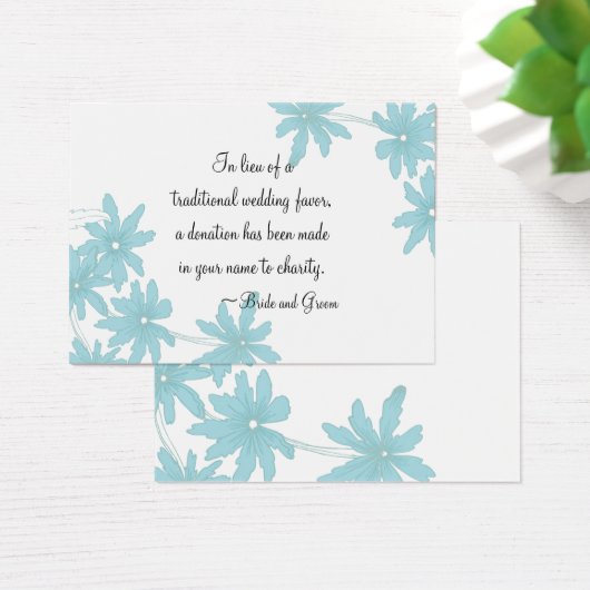 Blue Daisies Wedding Charity Favor Card Visitekaartje (Bureau)
