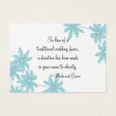 Blue Daisies Wedding Charity Favor Card Visitekaartje (Voorkant)