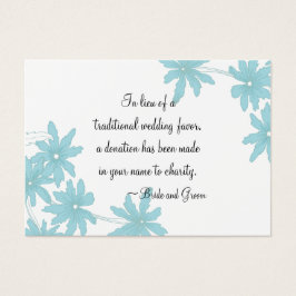 Blue Daisies Wedding Charity Favor Card Visitekaartje