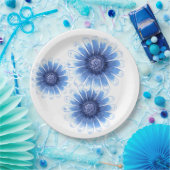 Blue Daisy 3 Flower Paper Bord (Feest)