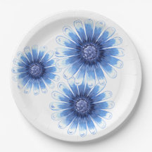 Blue Daisy 3 Flower Paper Bord
