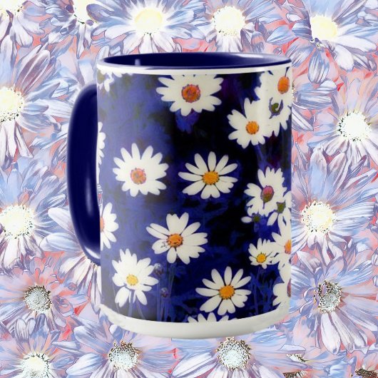 Blue Daisy Art Flower Mok Cup