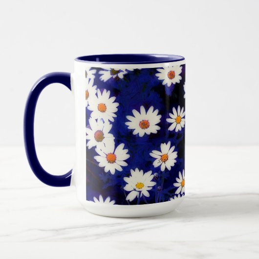 Blue Daisy Art Flower Mok Cup (Links)