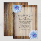 Blue Daisy - Barn Wood - Wedding Invitations Kaart (Voorkant / Achterkant)