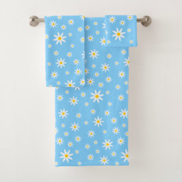 Blue Daisy Bath Towel Set Bad Handdoek