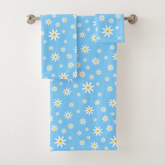 Blue Daisy Bath Towel Set Bad Handdoek (Insitu)