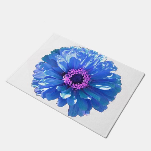 Blue Daisy, blauwe bloem, blauwe bloem Deurmat (Schuin)