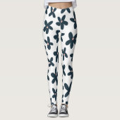 Blue Daisy Bloemen Schattigee Workout Hardlopen Leggings (Voorkant)