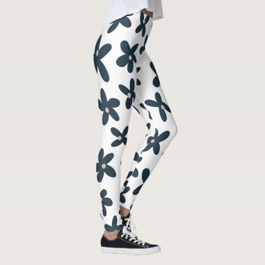 Blue Daisy Bloemen Schattigee Workout Hardlopen Leggings (Rechts)
