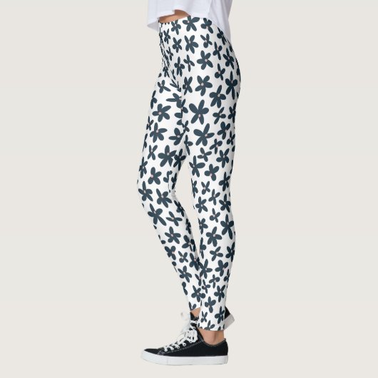 Blue Daisy Bloemen Schattigee Workout Hardlopen Leggings (Links)