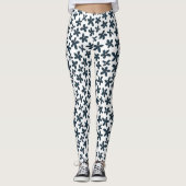 Blue Daisy Bloemen Schattigee Workout Hardlopen Leggings (Voorkant)