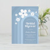 Blue Daisy Boho Rainbow Ombre 70s Vrijgezellenfees Kaart (Staand voorkant)