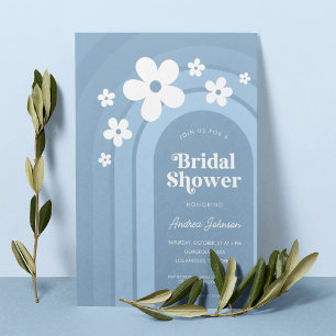 Blue Daisy Boho Rainbow Ombre 70s Vrijgezellenfees Kaart